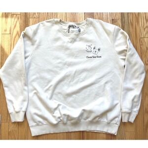 Denim & Flower Ricky Singh Mens XL Cream Choose Your Team Cat Dog Sweatshirt